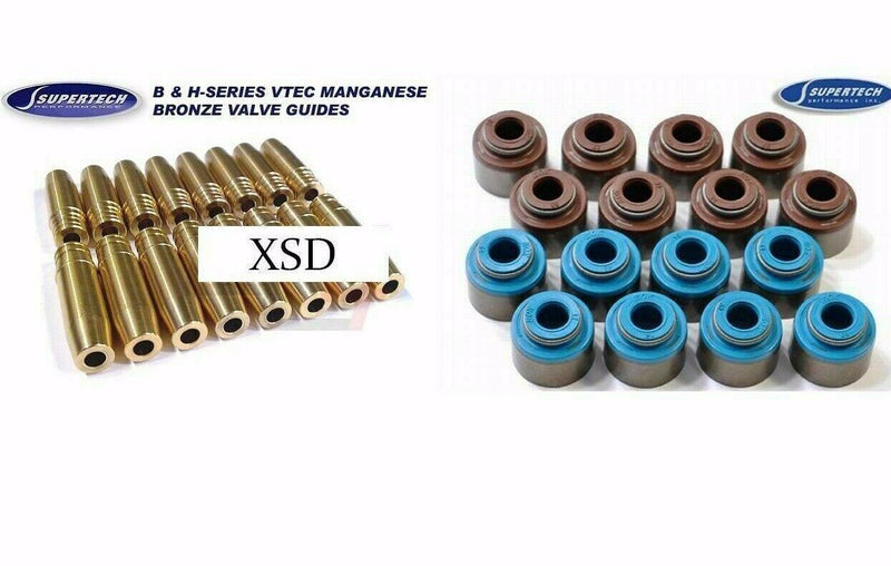 NEW SUPERTECH BRONZE VALVE GUIDES STEM SEAL KIT 16 PC K SERIES K20 K24
