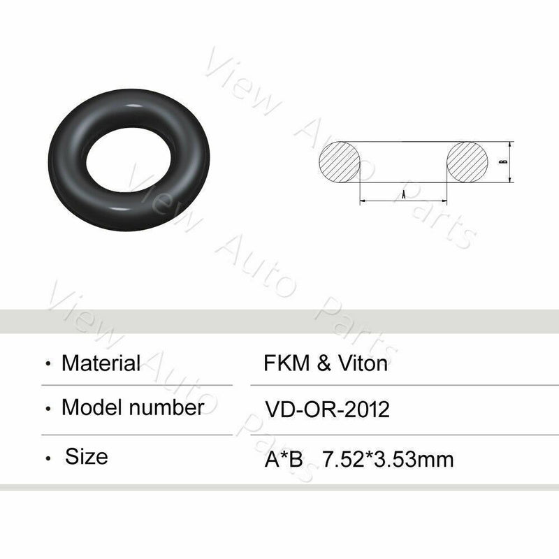 Universal 7.52mm x 3.53mm Fuel Injector Viton O-Rings Bulk pack of 100