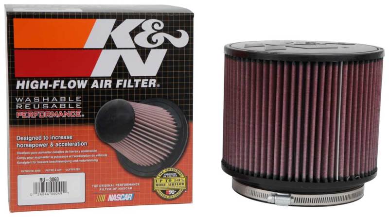 K&N Universal Rubber Filter 6in Flange ID / 7.5in OD / 6in Height / Round Straight - BattleBorn SpeedShop