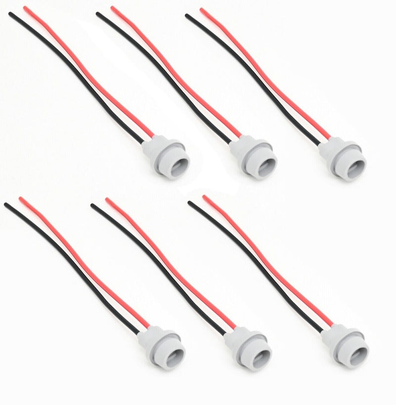 Universal 194 T10 Bulb Socket Pigtail for Flat Panels - Set of 6