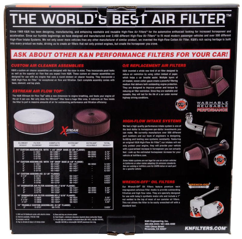 K&N Custom Round Filter 5 - 1/8in FLG / 11in Dia / 4 - 3/4in H w/VENT - BattleBorn SpeedShop