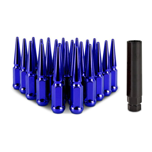 Mishimoto Mishimoto Steel Spiked Lug Nuts M14 x 1.5 24pc Set Blue - BattleBorn SpeedShop