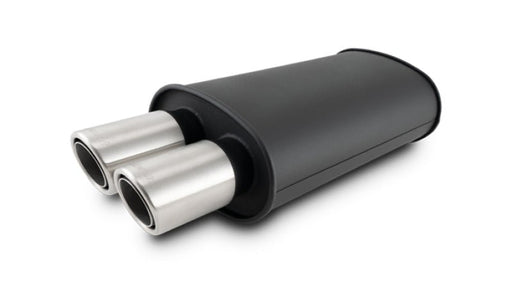 Vibrant Streetpower Flat Blk Muffler 9x5x15in Body 2.5in Inlet ID 3in Tip OD w/Dual Angle Tips - BattleBorn SpeedShop