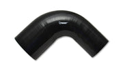Vibrant 2.5in ID x 3.5in ID x 4in Long Gloss Black Silicone 90 Degree Transition Elbow - BattleBorn SpeedShop