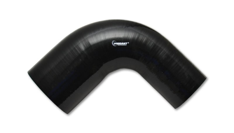 Vibrant 2.5in ID x 3.5in ID x 4in Long Gloss Black Silicone 90 Degree Transition Elbow - BattleBorn SpeedShop