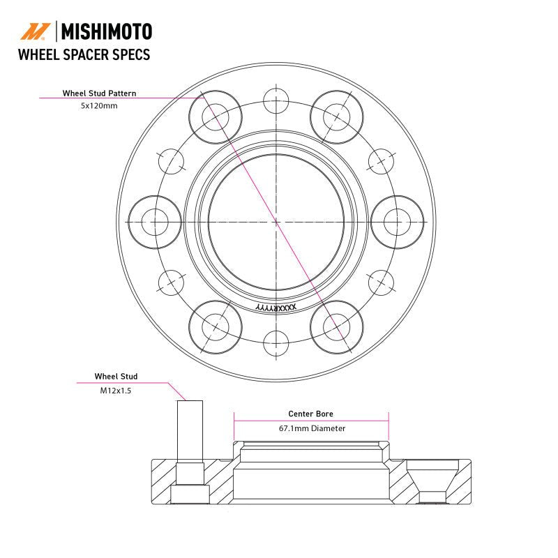 Mishimoto Wheel Spacers - 5x114.3 - 66.1 - 25 - M12 - Black - BattleBorn SpeedShop