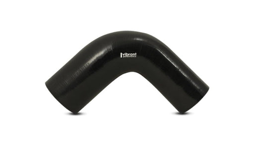 Vibrant 2.5in ID x 3.5in ID x 4in Long Gloss Black Silicone 90 Degree Transition Elbow - BattleBorn SpeedShop
