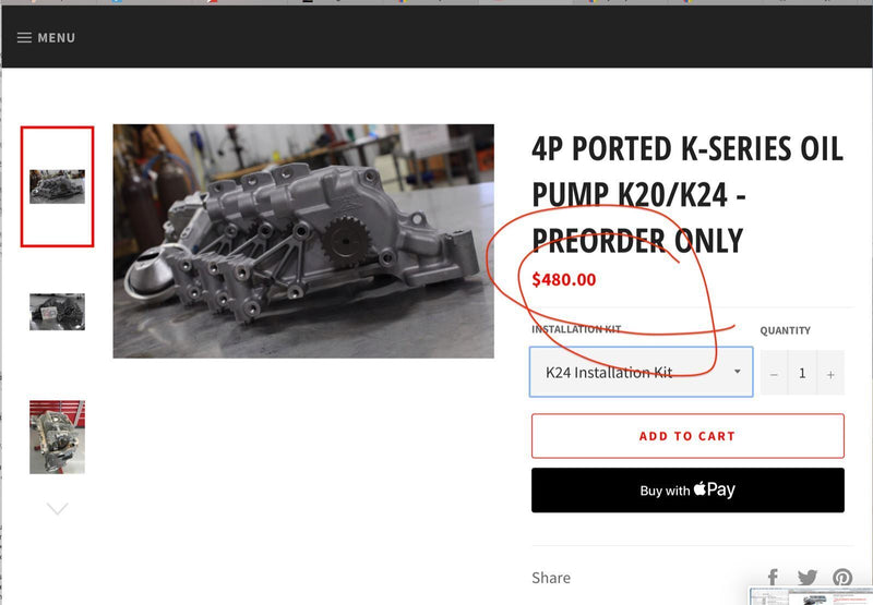 TRC Honda Acura K20A2 OEM PRB Oil Pump Kit Fits K24 / K20Z3 K24A1 K24A2